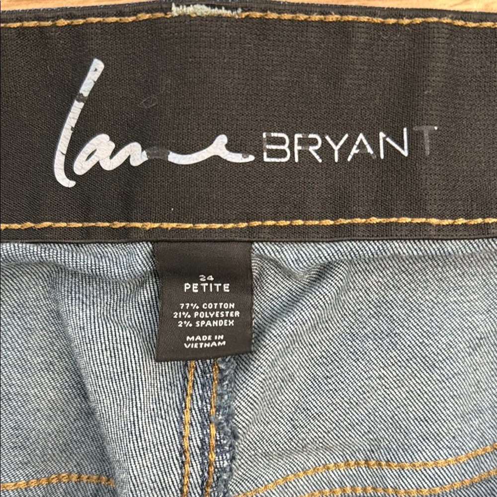 Lane Bryant Blue Bootcut Jeans with Subtle Fading. Stretch Whiskering - Picture 2 of 7